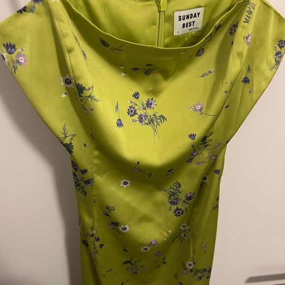Sunday Best Lime Green Floral Slip Midi Dress - Picture 5 of 5